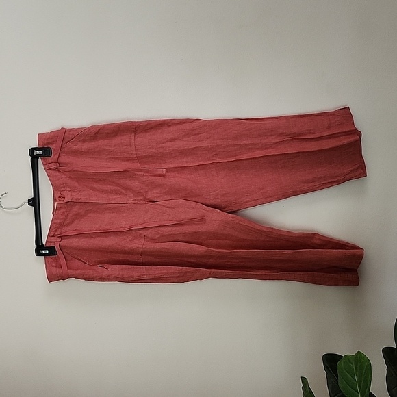 Linden Hill 2 piece linen jacket & pants, rusty red summer drawstring pull on - Picture 9 of 12